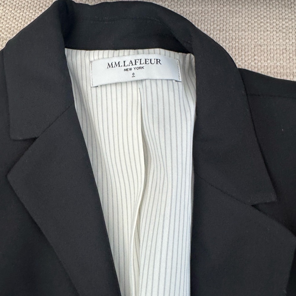 MM. Lafleur Black Blazer with Cream Pinstripe Lining